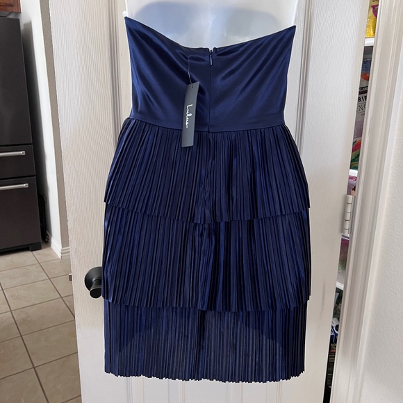 Elevating Evening Navy Blue Strapless Tiered Plisse Dress - Picture 8 of 8